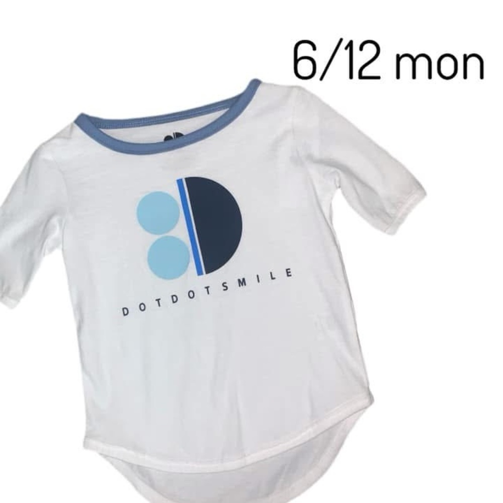 Dot Dot Smile White and Blue Graphic Tee